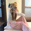 HelloKitty Cô gái dễ thương Dày nhung Đức Quần Pyjama thông thường dành cho nữ Thu Đông Phong cách mới Đi bộ Quần cong Quần dài mặc ngoài