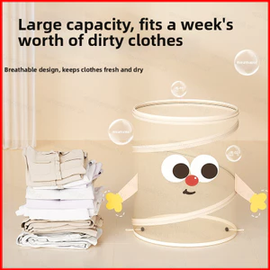 ST2 Hoạt Hình Có Thể Gập Lại Giỏ Giặt Lớn Lưới Thoáng Khí Quần Áo Bẩn Hamper May Tổ Chức TS2