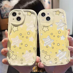 Ốp Lưng Cho OPPO Reno 15 14 13 12 11 10 Pro 8 6 15F 14F 13F 8Z 7Z 6Z A6X A3X A5i A17K A16K A16E A15S A12E Kem Sóng Cong Cạnh Họa Tiết Ngôi Sao NYK346