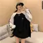 Plus Fat Extra Large Phong cách Hàn Quốc phối màu Áo thun dài tay dáng rộng mỏng hơn trông thường ngày