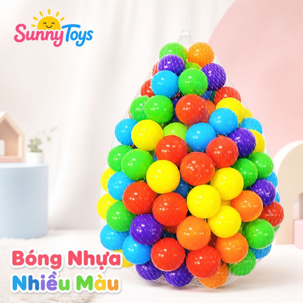 Combo 20 50 100 Bóng Nhựa Mềm SunnyToys - Bóng Nhiều Màu Cho Bé Chơi Nhà Bóng