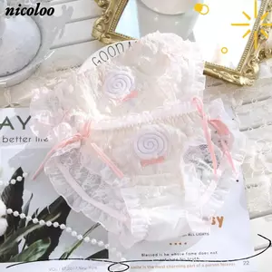 Quần lót nữ NICOLOO, Pure Desire Quần tam giác Nhật Bản Lilota dễ thương, Lông Lollipop Ren Nơ A340 Đồ lót nữ