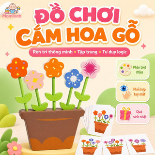 Đồ chơi cắm hoa gỗ – Rèn luyện trí thông minh, tập trung, tư duy logic, phân biệt màu, phối hợp tay mắt, quà sinh nhật