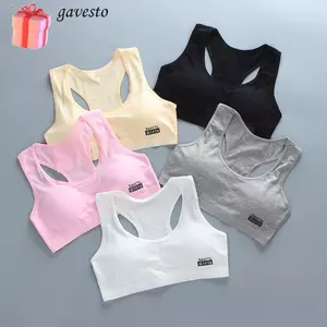 GAVESTO 1 / 3 Chiếc Áo Lót Tập Luyện, Quần Lót Cotton Áo Ngực Thể Thao Bé Gái, Áo Vest Co Giãn Thoáng Khí Cho Teeange Bé Gái