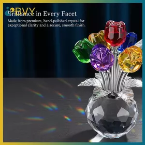 Bó hoa hồng đầy màu sắc BVY với cánh hoa pha lê Hoa nhân tạo cho ngày lễ tình nhân Quà tặng kỷ niệm 1 năm Trang trí nhà ngày của mẹ.