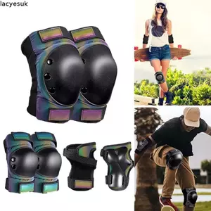 Miếng đệm đầu gối trượt patin LACYESUK, Miếng đệm khuỷu tay bảo vệ cổ tay 3 trong 1, Thể thao ngoài trời có thể điều chỉnh chống sốc dày Bộ dụng cụ bảo vệ xe tay ga đi xe đạp