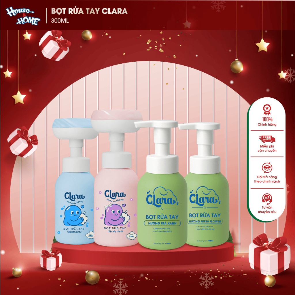 Bọt Rửa Tay Clara Hương Trà Xanh Chai 300ml NRT003, Bọt Vệ Sinh Tay, Lành Tính, Diệt Vi Khuẩn Hàng Chính Hãng