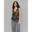 Pure Desire Style Ren khâu chấm bi Satin Sling Nữ Deep V Slim-fit Slimmer Look Siêu gợi cảm Hot Girl Áo không tay