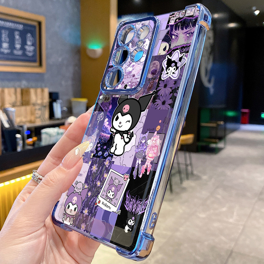 Tương thích với Samsung Galaxy S25 S24 S23 Ultra S22 Plus S21 FE S20 Heart Melody Kuromi Vỏ mạ trong suốt Vỏ chống rơi