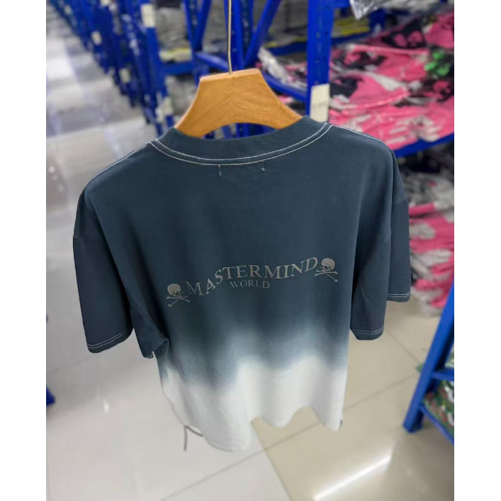 Chất Lượng Cao Rời Cổ Tròn Top Thường Ngày Phù Hợp Với Phong Cách Đường Phố Gradient Tie-Dye Đầu Lâu In Hình Áo Thun