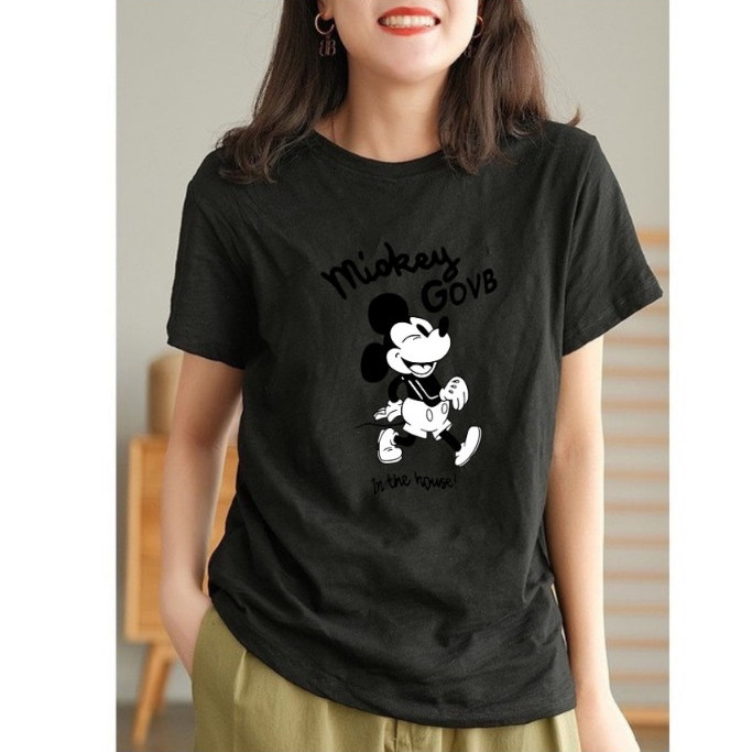 （Giao hàng 24h）Angela Áo thun Xược Nữ cổ tròn tay ngắn in hình Áo phông nữ cổ tròn, Chất Cotton xược, thun giấy