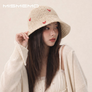 MISMEMO Mũ rơm trái tim tay dệt rỗng, phong cách mới cho mùa hè, phù hợp đi biển và chống nắng