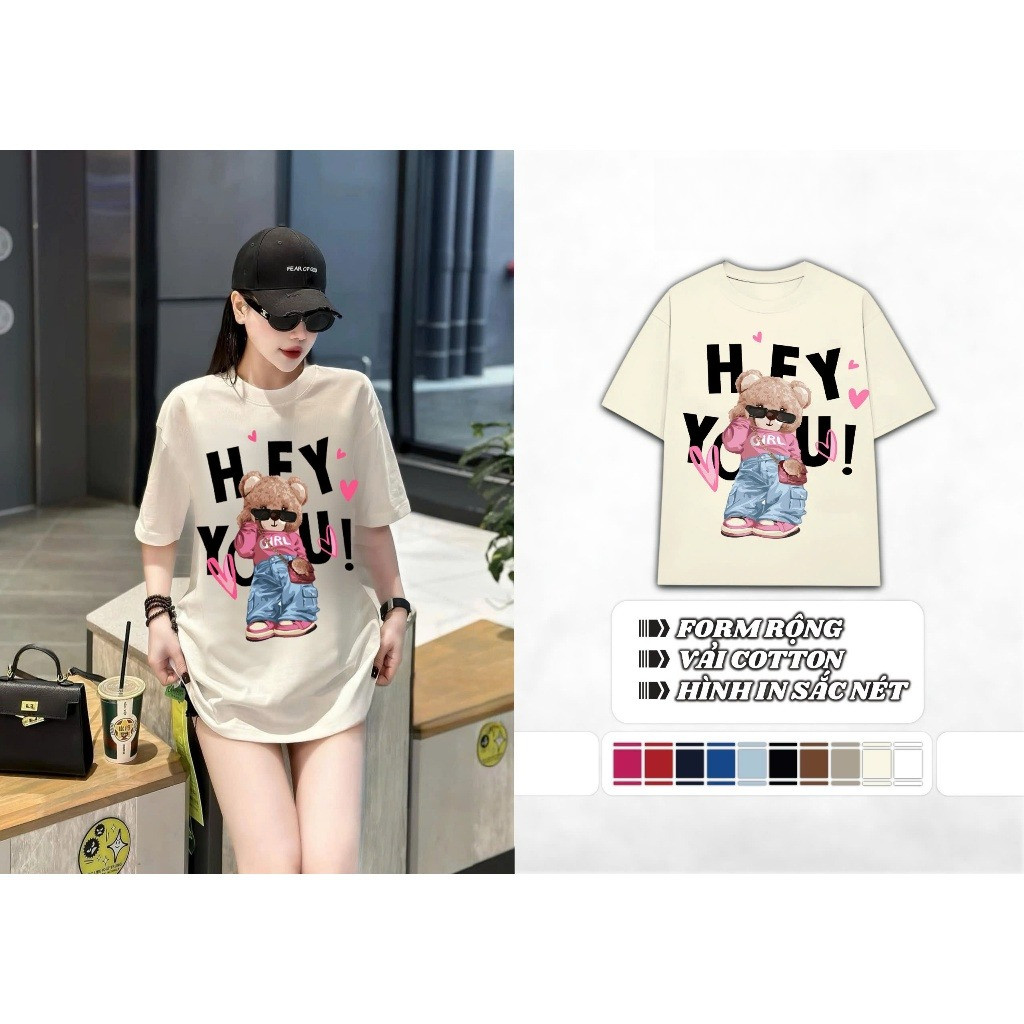 Áo Thun Nam Nữ cotton 100% mẫu HEY YOU Fullbox form UNISEX NĂNG ĐỘNG THOẢI MÁI