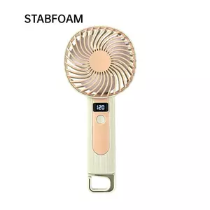 Quạt cầm tay STABFOAM, Quạt sạc USB màn hình kỹ thuật số 2 trong 1, 120 cấp độ bền bỉ Sử dụng bàn quạt Mini di động