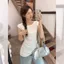 Milyfashion Trắng Không Đều Xếp Ly Áo Vest Mùa Hè Filigree Top Nữ MYSY