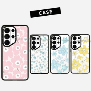 Ốp lưng Phone Case For cứng hình hoa xanh Acrylic màu hồng từ tính cho Samsung Galaxy S26 25 24 23 22 UItra S26 25 24 Plus Vỏ bảo vệ chống sốc