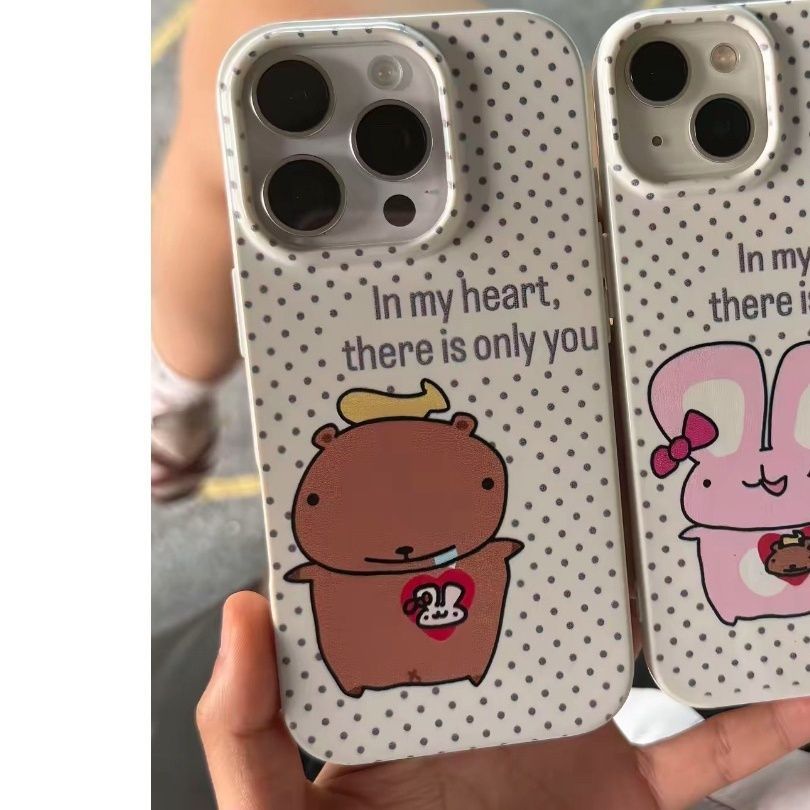 Ốp lưng vẽ hình chú thỏ nhỏ kiểu trừu tượng cho iPhone 17/15 Pro/14/13