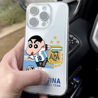 Bóng đá Shin-Chan Thích hợp cho iPhone 17 ProMax Ốp lưng trong suốt hoạt hình XS 15 Pro Max 11 Pro Max 12 14 Pro 7plus 13 Pro 16 Pro Max 17 Pro Vỏ mềm siêu mỏng chống sốc