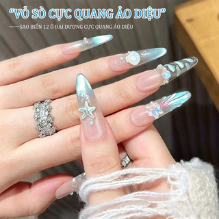Miss Gooey Bộ hộp vỏ sò ánh cực quang biển cả – phụ kiện trang trí móng tay mùa hè ngôi sao biển cây dừa ốc biển hiệu ứng băng trong suốt lung linh