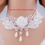 Vòng cổ ren trắng PYCOU, Vòng cổ ren thanh lịch, Phụ kiện trang sức Tua rua Dây đeo cổ trắng dành cho nữ