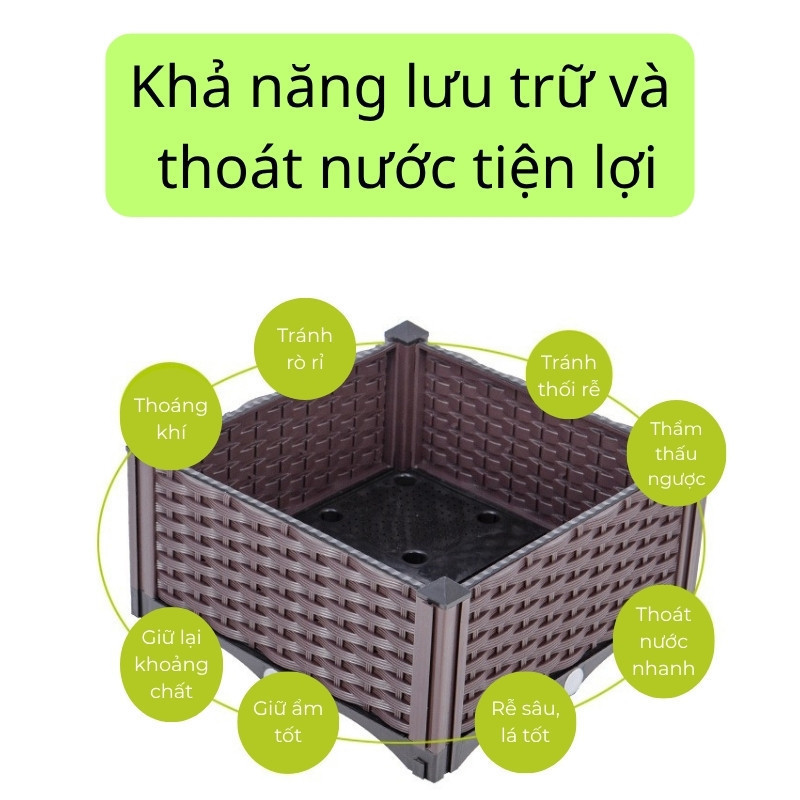 Chậu Lắp Ghép Tháp Xanh CLG-40 Bệt [120 x 40 x 22] Chậu Lắp Ráp Trồng Hoa, Chậu Thông Minh, Nhựa Nguyên Sinh PP