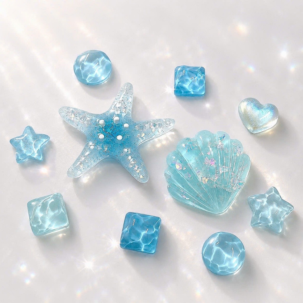 {ĐỘC QUYỀN]  Set Charm Sao Biển Hồng Galaxy Vỏ Sò Pha Lê Resin Trong Suốt DIY Gắn Dép Cute Kawaii Lung Linh 💖✨