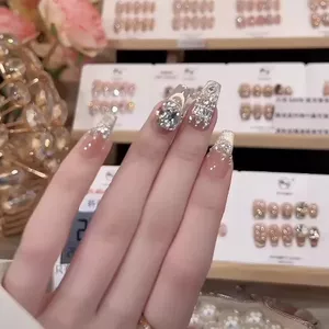 Vương Miện Handmade Đeo Móng Tay Mắt Mèo Trị Liệu Quang Học Ba Chiều Zircon Kim Cương Nhấp Nháy Full Kim Cương Cao Cấp Làm Trắng Móng Tay Miếng Dán