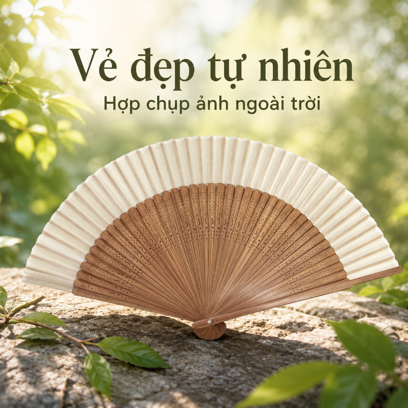Quạt Xoè Cổ Điển Cầm Tay - Phụ Kiện Thời Thượng, Hoàn Hảo Cho Tiệc, Sự Kiện & Ảnh Nghệ Thuật