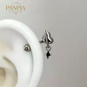 PNPIA- Thép không gỉ Trái Tim Hành Tinh Xương Tai Móng Tay Cho Nữ Punk Bốn Mũi Ngôi Sao Bông Tai Y2K Trang Sức Quà Tặng