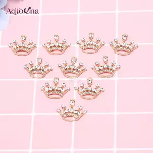 AqToCna 10 Cái / bộ Hợp Kim Pha Lê Nhỏ Vương Miện Quyến Rũ Mặt Dây Chuyền DIY Thủ Công Trang Sức Làm AqToCna