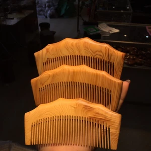 Ya Cypress Chất liệu cũ Tay cầm tròn Lược gỗ Chăm sóc lược Massage