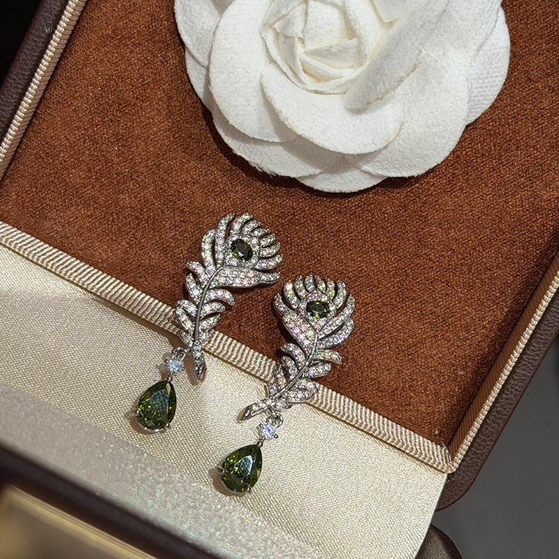 T Sang Trọng Nhẹ Sang Trọng Bông Tai Zircon Dài Tinh Tế Thanh Lịch