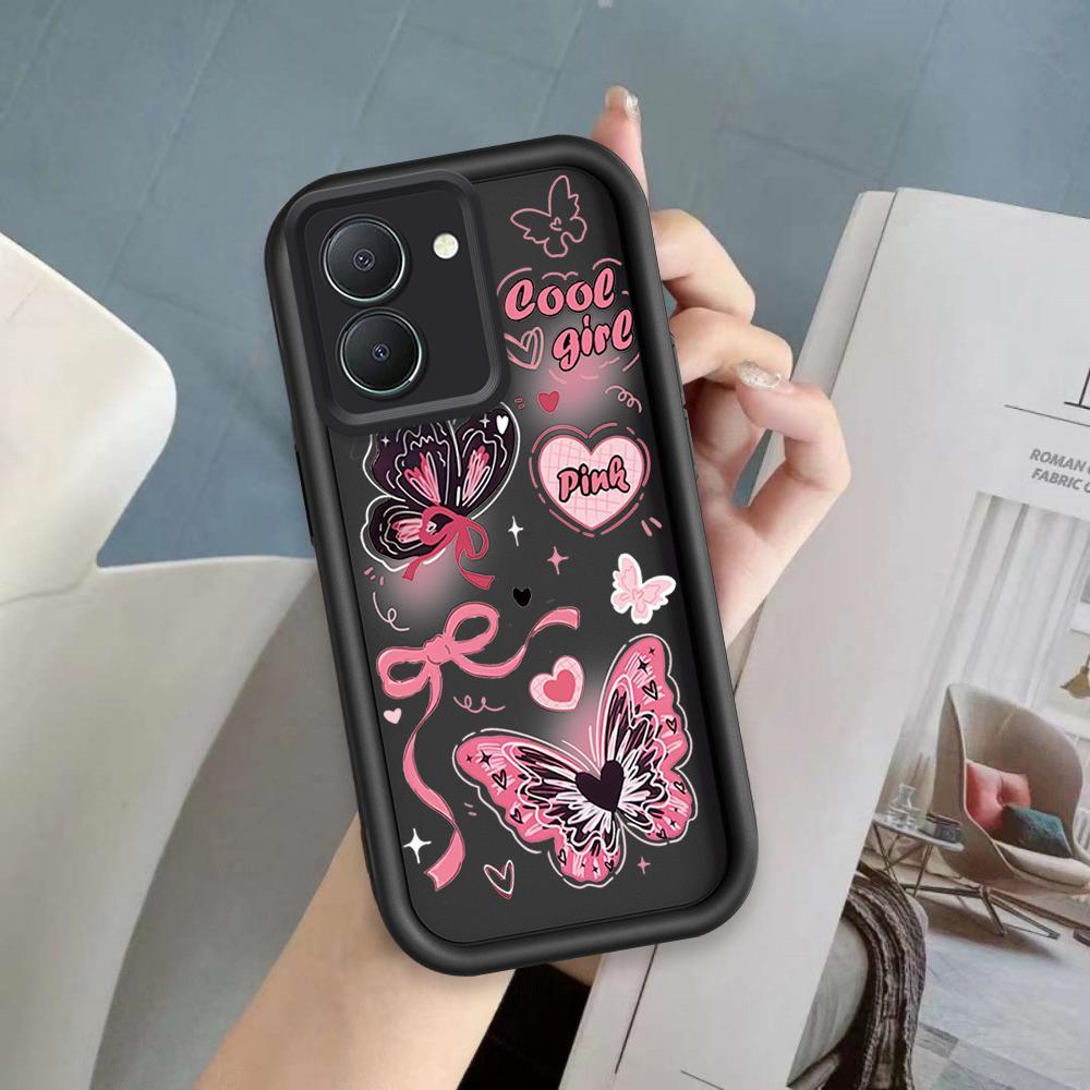 Vỏ Cho VIVO Y36 Y27S 4G Hoạt Hình Silicon Màu Kẹo Vỏ Điện Thoại Mềm TPU Bướm Nơ Ins Phong Cách Mắt Thiên Thần Chống Sốc Ốp Lưng