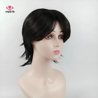 HWETR Mullet Đầu Tóc Giả Cosplay Dành Cho Nam Nữ Anime Tổng Hợp Ngắn Thẳng Đuôi Sói Giả Nhiệt Độ Cao Đảng Tóc Giả Với Bangs Fringe