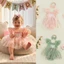 Bé Gái Sinh Nhật Áo Liền Quần Chữ Thêu Họa Tiết Cổ Vuông Bay Tay Áo Tulle Bodysuits Có Băng Đô