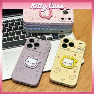 Ốp điện thoại hình mèo màu kẹo dễ thương cho iPhone 17 16 13 12 11 Pro Max 15 14 Plus Giá đỡ hình mèo KT dễ thương