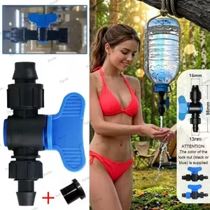 Van chặn nước PYCOU, Van bỏ qua khóa đôi băng nhỏ giọt 16mm, Phụ kiện du lịch có đệm cao su Dây đai tưới vòi van vòi phun