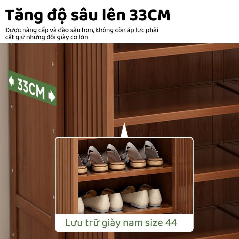 Tủ Giày Dép Bằng Tre Nhiều Lớp Chống Bụi Sức Chứa Lớn Giải Pháp Lưu Trữ Thông Minh