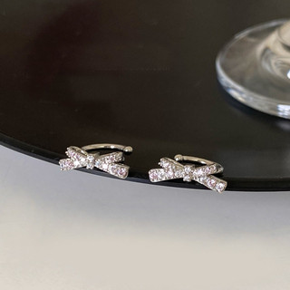 Kẹp Bạc Nơ Đơn Giản Với Kẹp Zircon Bông Không Xỏ Cho Nữ Mini Hàng Ngày Đa Năng Phụ Kiện Học Sinh