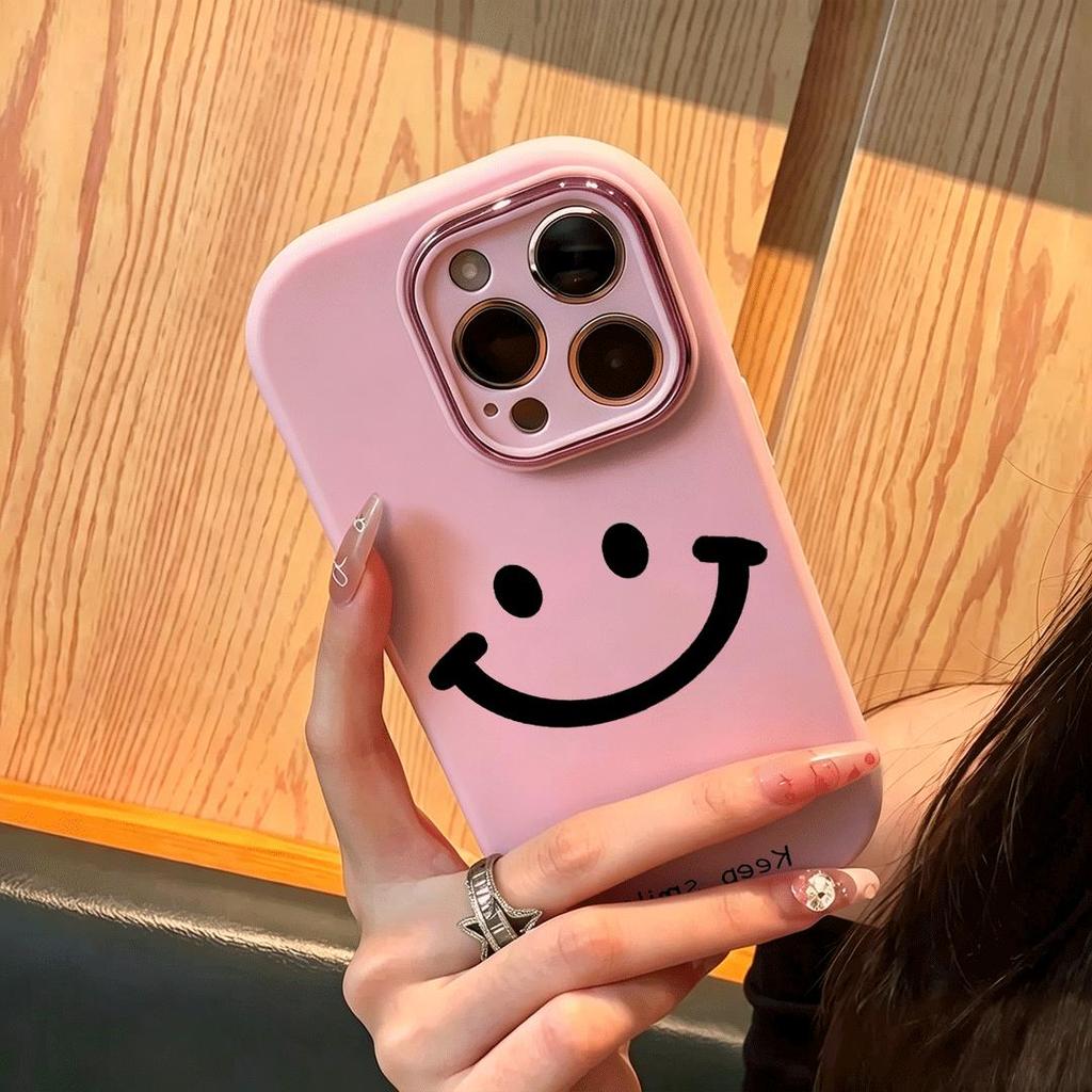 Casing Senyuman Minimalis Untuk iPhone 17/16/15/14/13/12/11 Pro Max Anti Gegaran