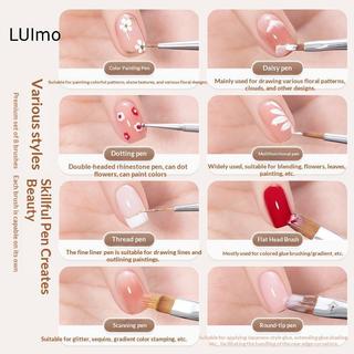 LUImo Móng Tay Nghệ Thuật Lót Bàn Chải Đường Kéo Dài Vẽ Tranh Thiết Kế Móng Tay Bút UV Gel 3D Khắc Bàn Chải Làm Móng Tay Chuyên Nghiệp Salon Dụng Cụ SBS