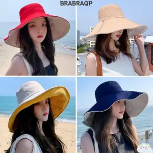 Mũ đi biển BRAAA, Mũ xô vành lớn di động, Mũ chống nắng hai mặt mùa xuân hè dành cho nam giới