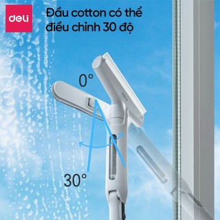 Cây Lau Kính Thông Minh Deli 2 Trong 1 - Gạt Nước Thu Nước Bẩn, Có Thể Tháo Rời, Cán Nhôm Độ Dài Linh Hoạt