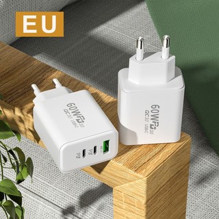 55Củ Sạc Nhanh 60W USB C 3 Cổng Type C PD QC 3.0 Chuyên Dụng Cho Samsung Xiaomi