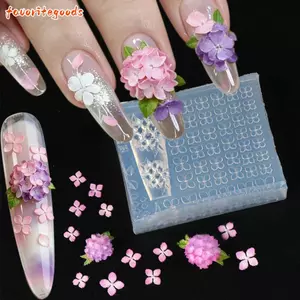 FAVORITEGOODS Tấm Dập Móng Tay, Khuôn Khắc Móng Tay Trong Suốt Cao, Nóng Mềm Hydrangea Cánh Hoa Silicon Móng Tay Nghệ Thuật Khuôn Dụng Cụ Làm Móng Tay