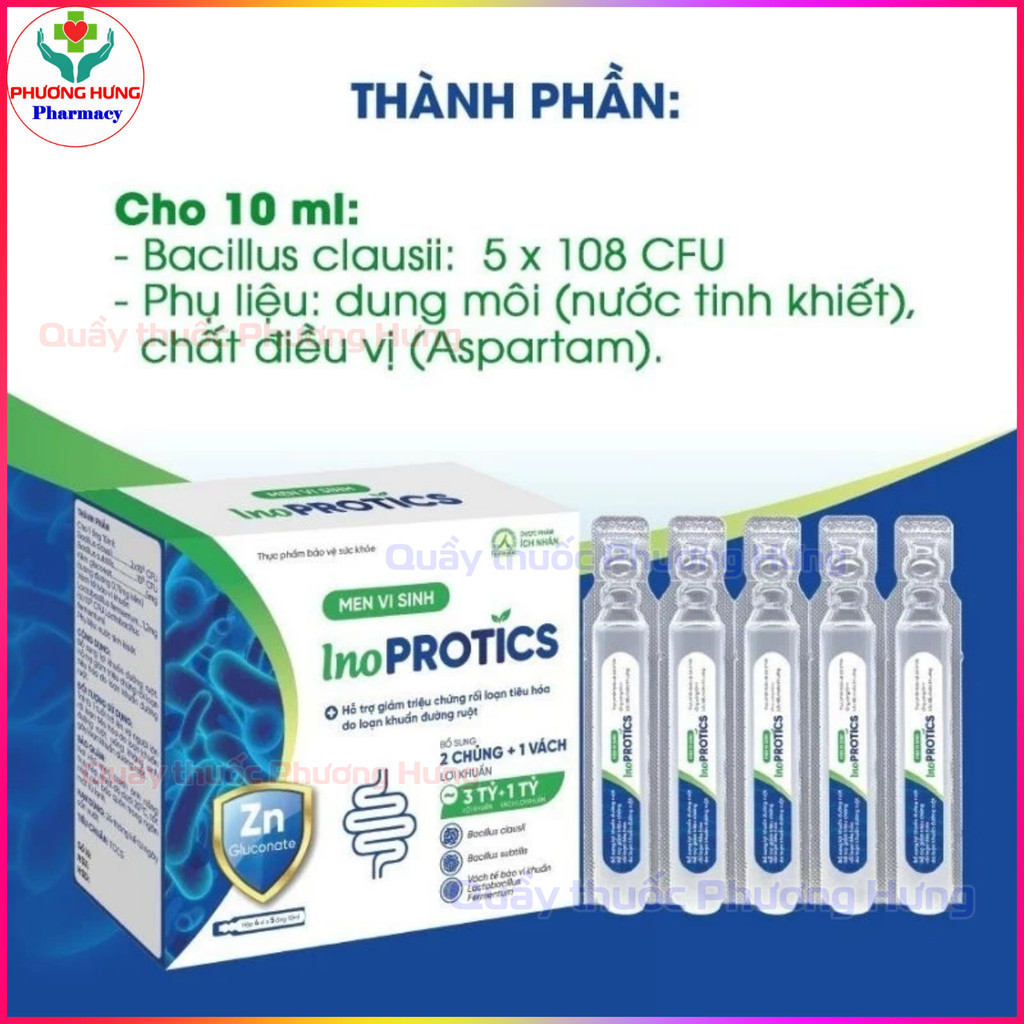 Men Vi Sinh Inoprotics Ích Nhân Bổ Sung 2 Chủng ~ 3 Tỷ + 1 Vách Lợi Khuẩn Đường Ruột - Hộp 20 Ống