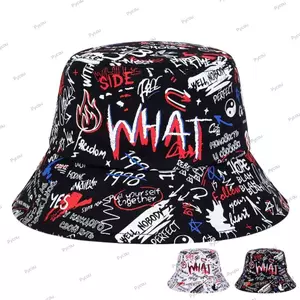 Mũ xô PYCOU, Mũ ngư dân thoáng khí Hip Hop, Chữ thời trang Graffiti Mũ chống nắng ngoài trời có thể điều chỉnh Sử dụng bốn mùa
