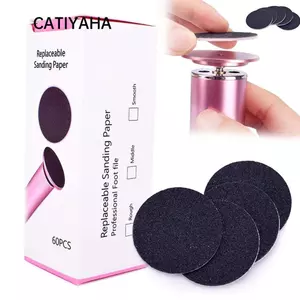 CATIYAHA 60 Cái / lốc Giấy Chà Nhám, Da Chết Silicon Carbide Thay Thế Đĩa Giấy Nhám, Chân Gót 80 / 100 / 180 Grit Calluses Làm Móng Chân Chân Tập Tin Điện Chân Callus Tẩy