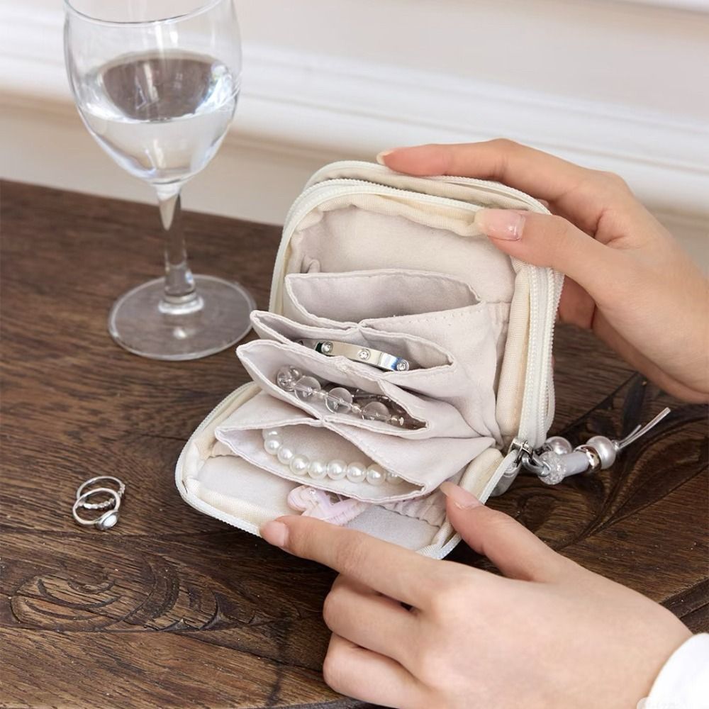 Túi đựng đồ trang sức DONOVANQQ, Hộp đựng đồ trang sức thêu bướm họa tiết chấm đen, Hộp đựng đồ trang sức di động tiện lợi đa chức năng đa chức năng hiện đại