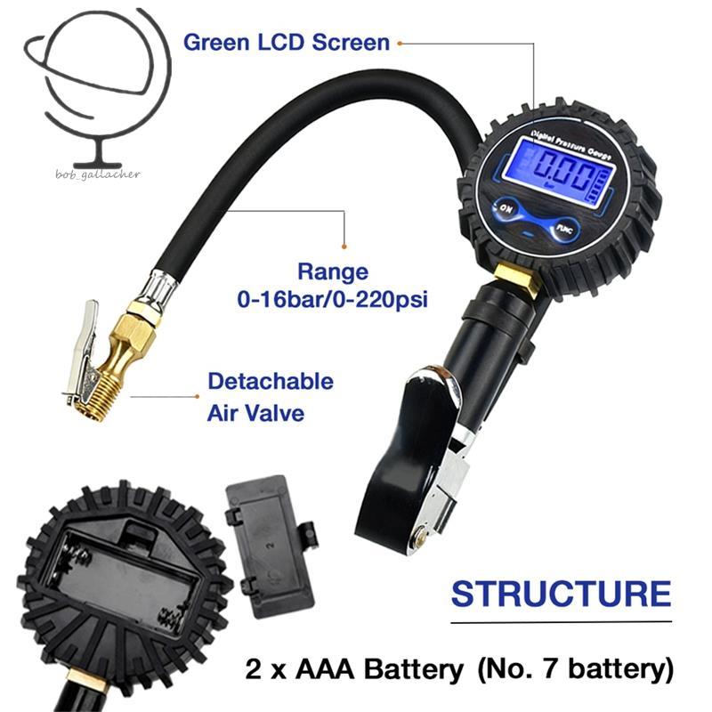 Kỹ thuật số cho đồng hồ đo áp suất lốp Màn hình LCD 0-200PSI Cao- với giao diện EU JP US để sửa chữa lốp